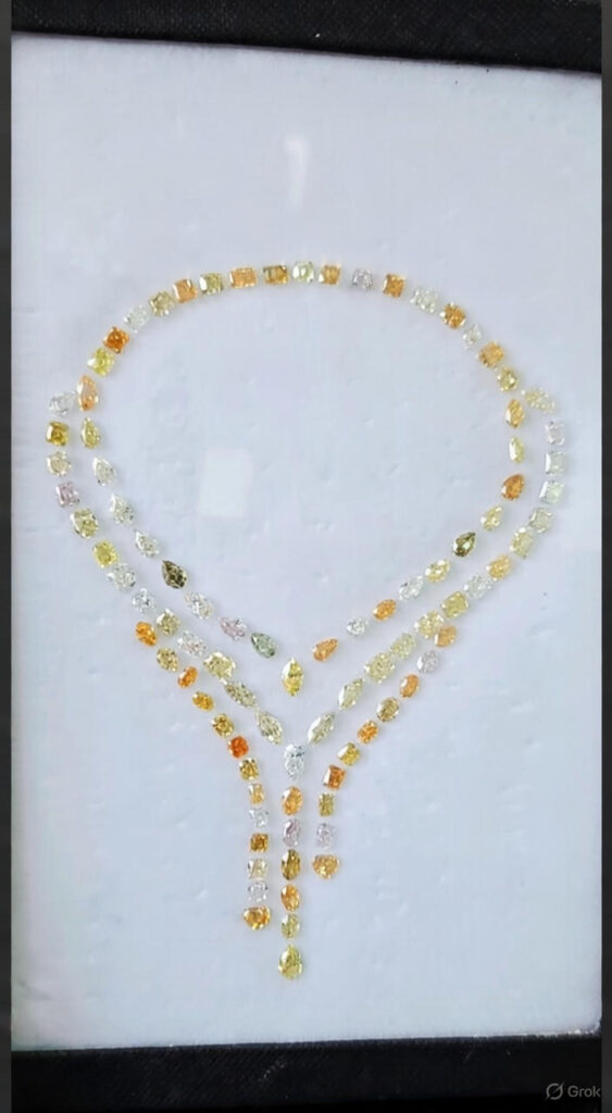 Fancy Color Diamond Necklace Layout with Natural Fancy Yellow Diamonds