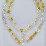 Fancy color diamond necklace with natural yellow, champagne and white diamonds