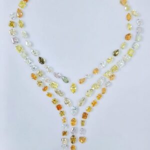 Multi color fancy diamond cascade necklace layout with natural loose diamonds